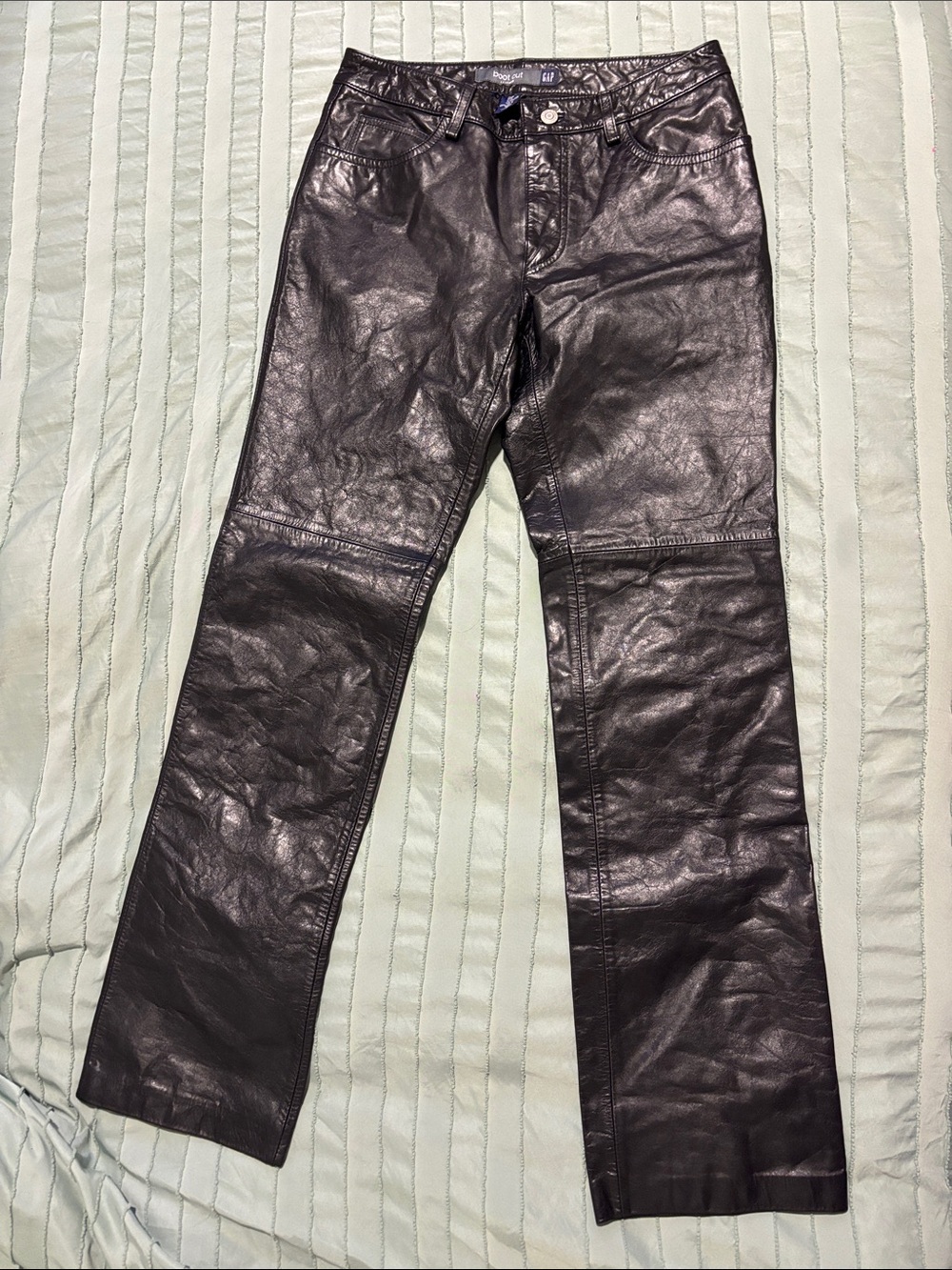 Leather Straight-Leg Pants - Black